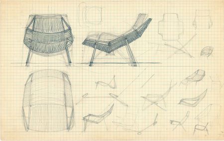 Skizze Flaggleinenstuhl (© Hans J. Wegners Tegnestue)