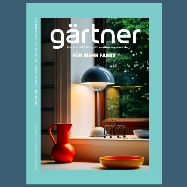 Cover: gärtner Magazin nr. 59 "Für mehr Farbe" mit Flowerpot Lampe.